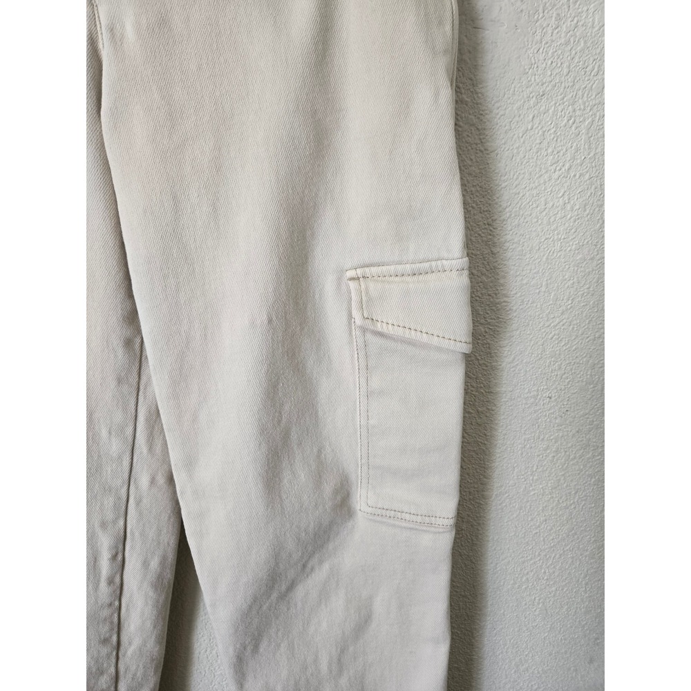 Wilfred Free Womens 4 Cargo Pants Cream High Rise Tapered Button Fly Aritzia - Picture 6 of 13